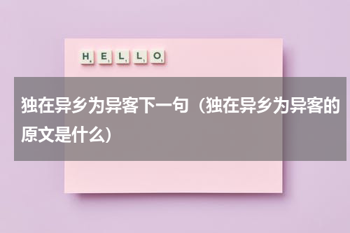 独在异乡为异客下一句（独在异乡为异客的原文是什么）