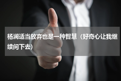 杨澜适当放弃也是一种智慧（好奇心让我继续问下去）
