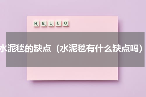 水泥毯的缺点（水泥毯有什么缺点吗）