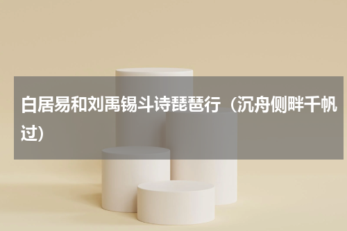 白居易和刘禹锡斗诗琵琶行（沉舟侧畔千帆过）