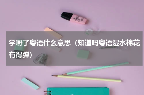 学嘢了粤语什么意思（知道吗粤语湿水棉花冇得弹）