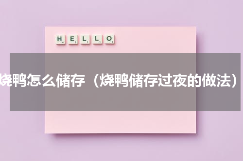 烧鸭怎么储存（烧鸭储存过夜的做法）