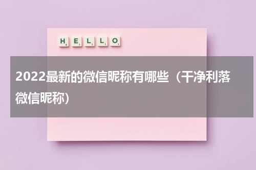 2022最新的微信昵称有哪些（干净利落微信昵称）