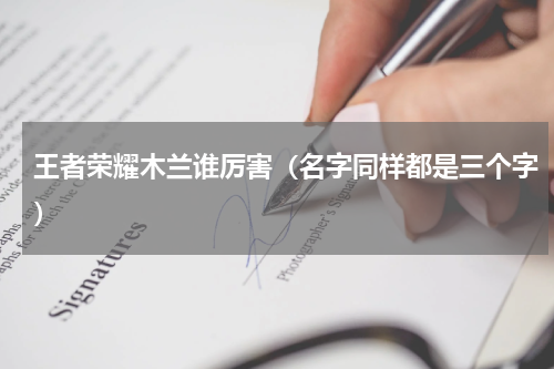 王者荣耀木兰谁厉害（名字同样都是三个字）