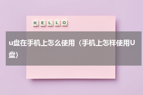 u盘在手机上怎么使用（手机上怎样使用U盘）