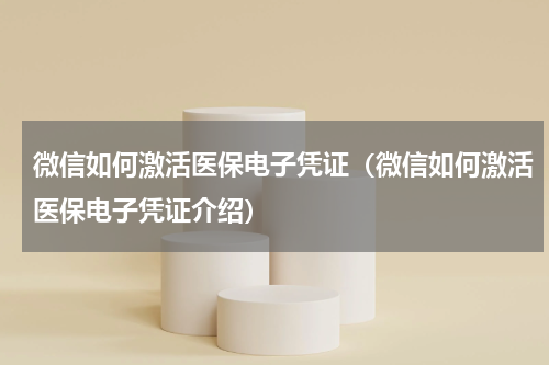 微信如何激活医保电子凭证（微信如何激活医保电子凭证介绍）