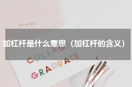 加杠杆是什么意思（加杠杆的含义）