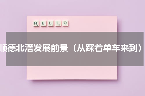 顺德北滘发展前景（从踩着单车来到）