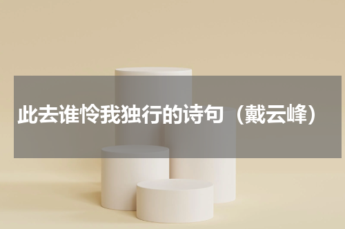 此去谁怜我独行的诗句（戴云峰）