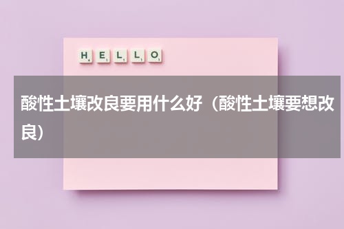 酸性土壤改良要用什么好（酸性土壤要想改良）