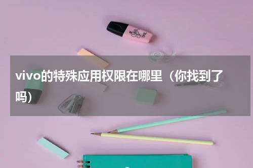 vivo的特殊应用权限在哪里（你找到了吗）