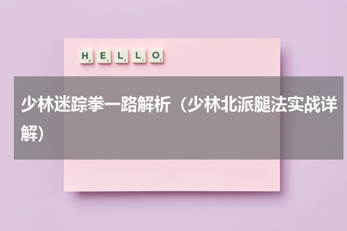少林迷踪拳一路解析（少林北派腿法实战详解）
