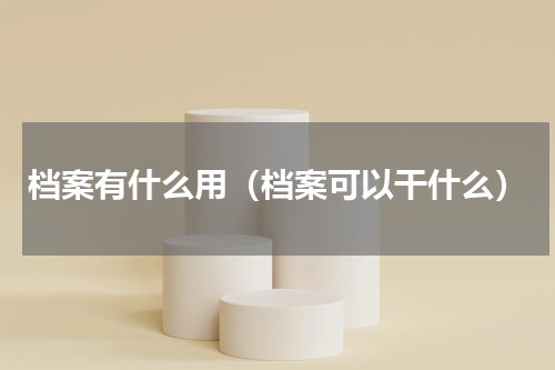 档案有什么用（档案可以干什么）