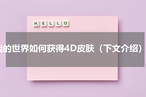 我的世界如何获得4D皮肤（下文介绍）