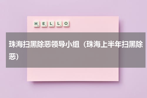 珠海扫黑除恶领导小组（珠海上半年扫黑除恶）