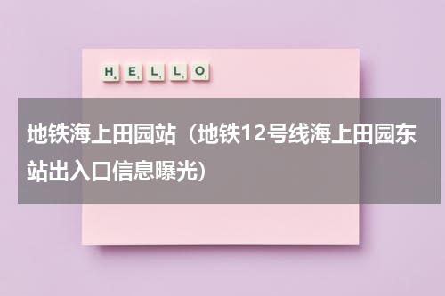 地铁海上田园站（地铁12号线海上田园东站出入口信息曝光）