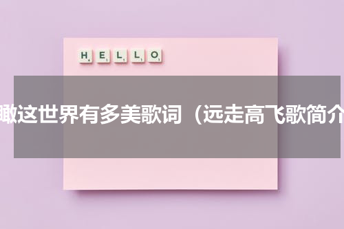 俯瞰这世界有多美歌词（远走高飞歌简介）
