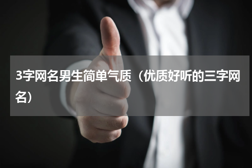 3字网名男生简单气质（优质好听的三字网名）