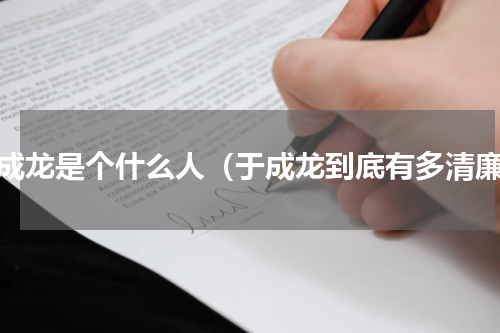 于成龙是个什么人（于成龙到底有多清廉）