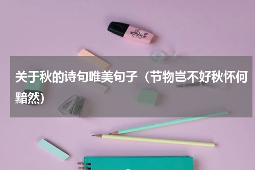 关于秋的诗句唯美句子（节物岂不好秋怀何黯然）