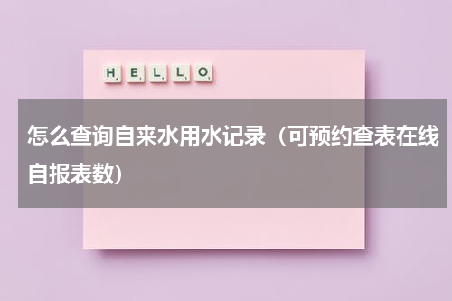 怎么查询自来水用水记录（可预约查表在线自报表数）