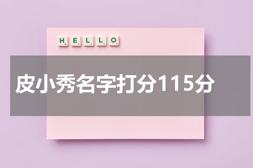 皮小秀名字打分115分