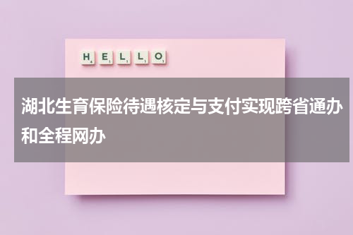 湖北生育保险待遇核定与支付实现跨省通办和全程网办