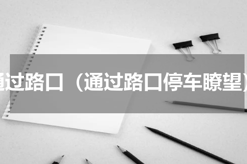 通过路口（通过路口停车瞭望）
