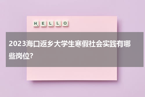2023海口返乡大学生寒假社会实践有哪些岗位？