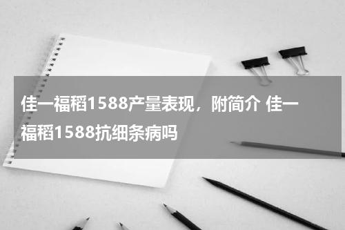 佳一福稻1588产量表现，附简介 佳一福稻1588抗细条病吗
