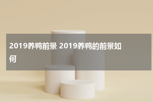 2019养鸭前景 2019养鸭的前景如何